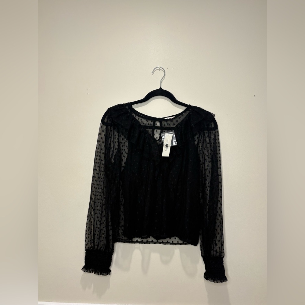 Black Sheer Polka Dot Blouse Mis Amis